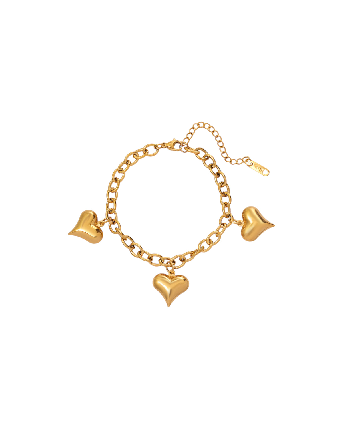 Pulsera Corazones Brillantes en acero inoxidable con PVD oro 18K