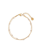 Pulsera Perla Creciente en acero inoxidable con PVD oro 18K