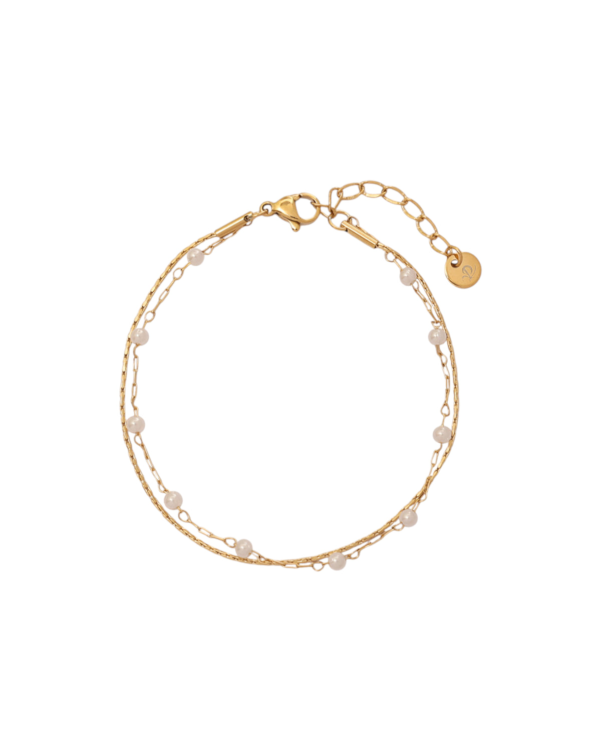 Pulsera Perla Creciente en acero inoxidable con PVD oro 18K