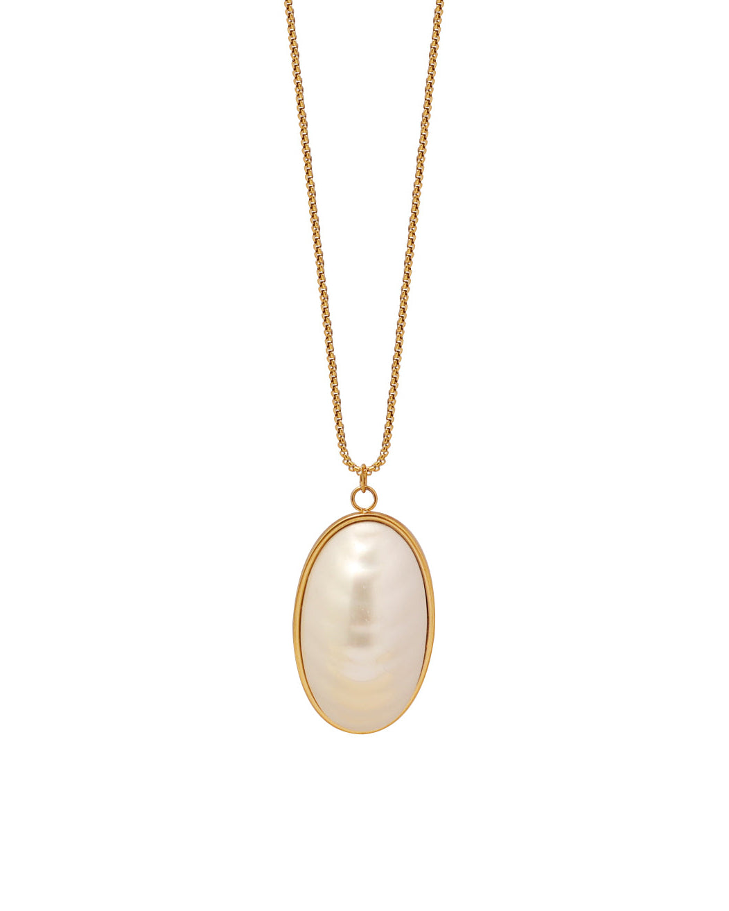 Collar Óvalo Lunar en acero inoxidable con PVD oro 18K