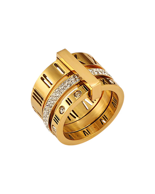 Anillo Imperio en acero inoxidable con PVD oro 18K