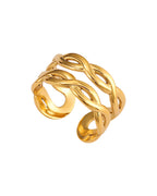 Anillo Boreal en acero inoxidable con PVD oro 18K