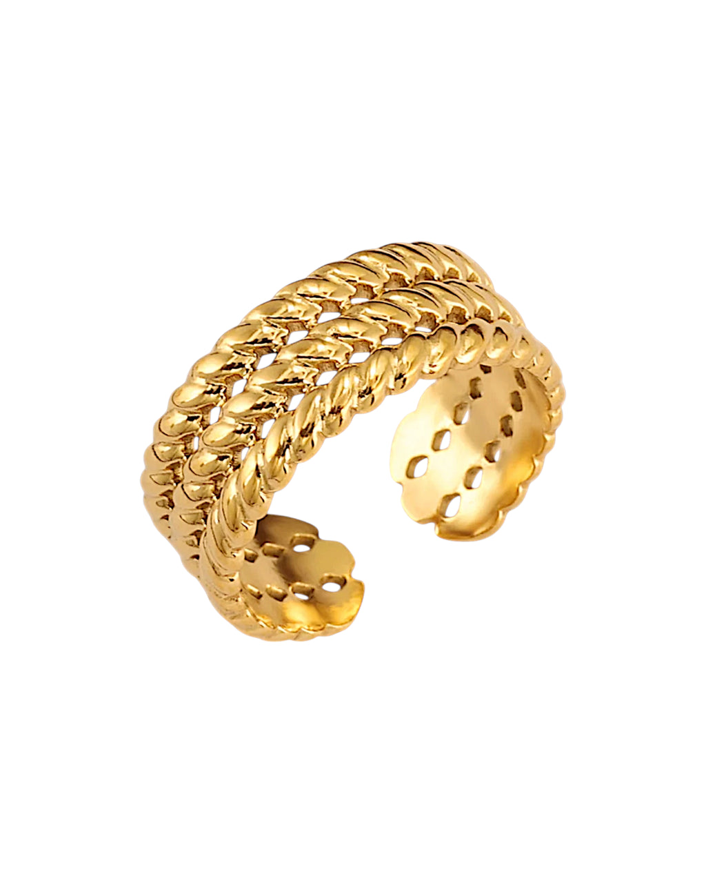 Anillo Destello en acero inoxidable con PVD oro 18K