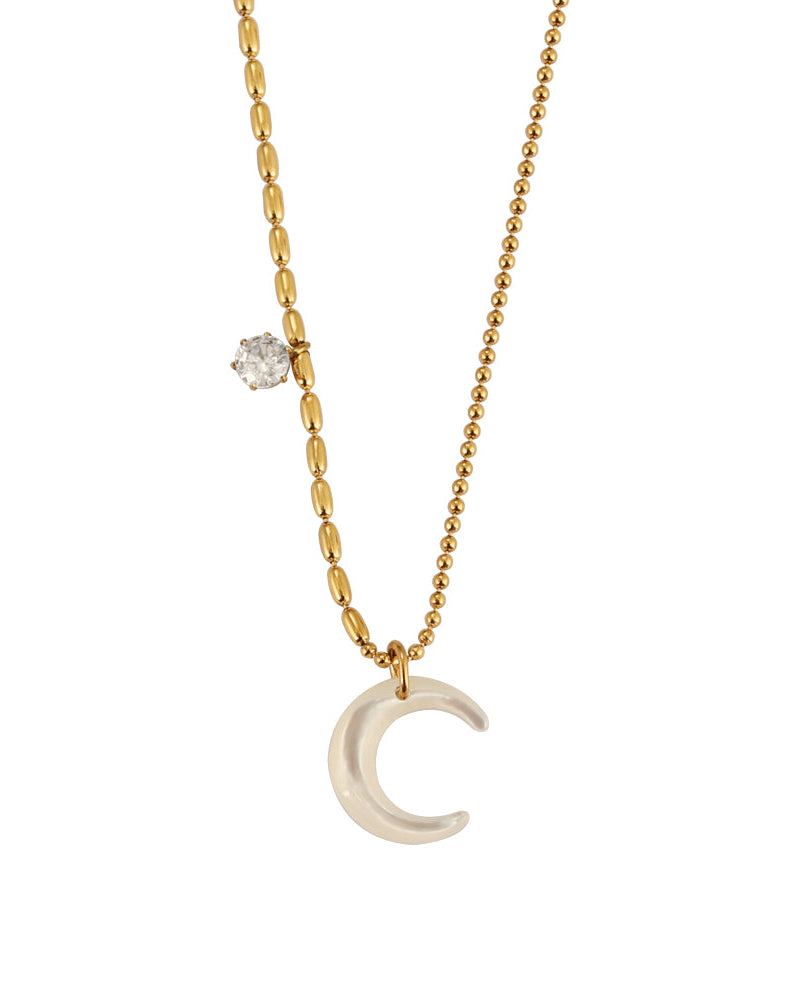 Collar Luna Madre en acero inoxidable con PVD oro 18K