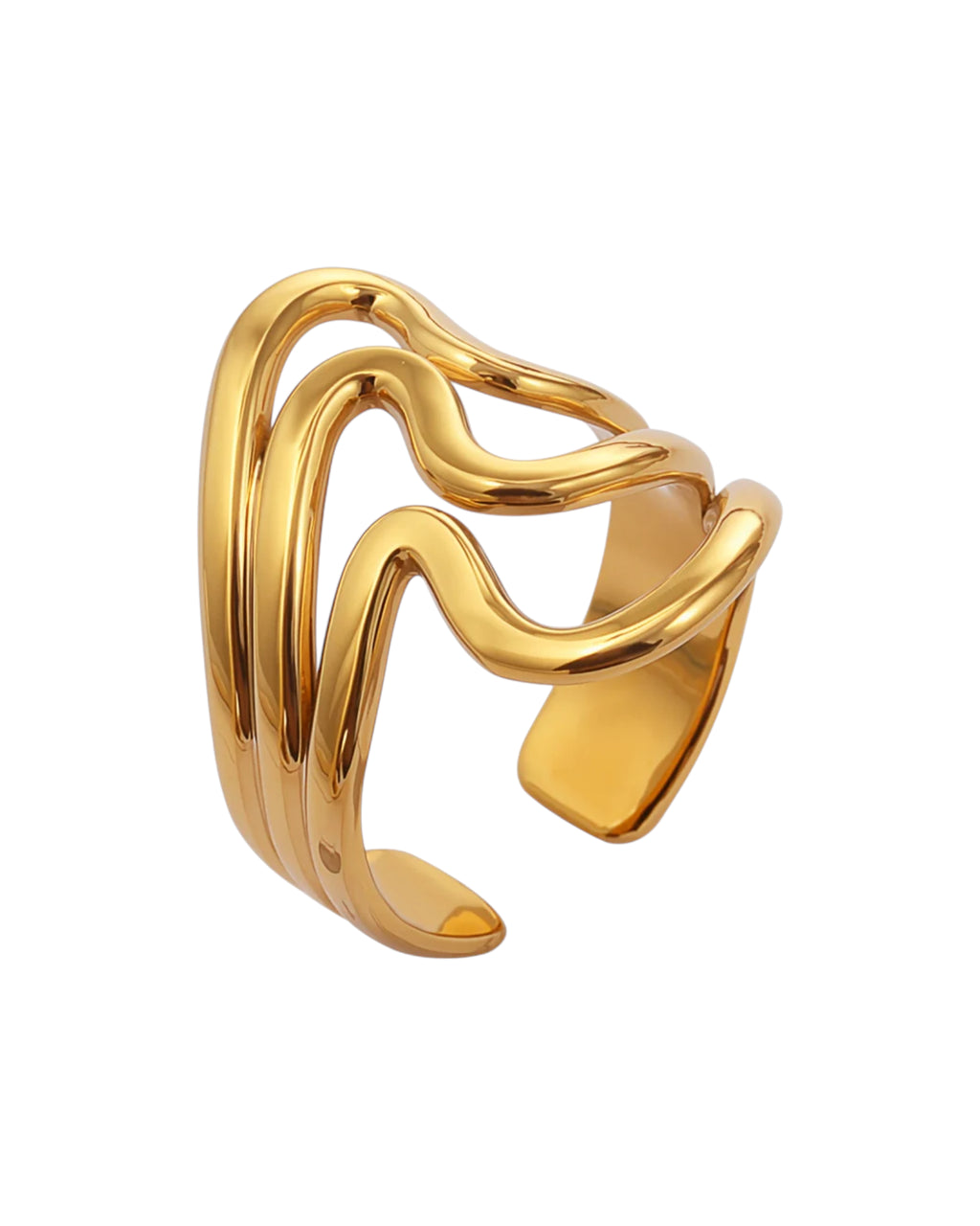 Anillo Astro en acero inoxidable con PVD oro 18K