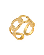 Anillo Eco en acero inoxidable con PVD oro 18K