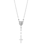 Collar Rosario Luminar Plata en acero inoxidable, medalla central y cruz colgante